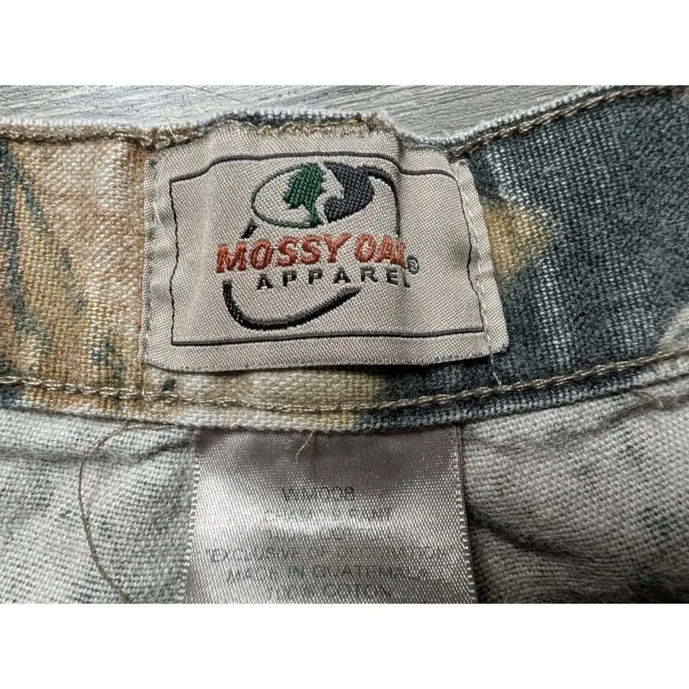 Vintage Mossy Oak Camo Cargo Pants Mens L (36-38) Adjustable Waist Hunting